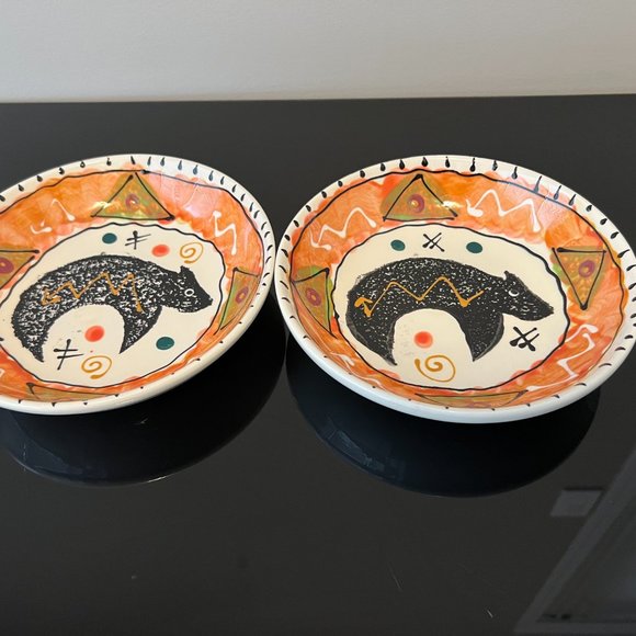 Funky and Fun Hand Painted Artables 3 PC Pasta Serving Bowl and Pasta Bowls - Picture 7 of 9